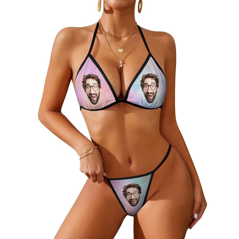 Custom Face Sexy Triganle Bikini Personalized Face Bikini Swimsuit Gift