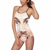 Custom Face Swimsuit Funny Photo Personalized Women's Slip One Piece Bathing Suit Birthday Girlfriend Gift