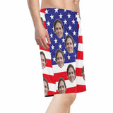 Custom Face Flag White Star Personalized Photo Swim Shorts Men's Beach Short-Drawstring Short