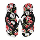 Custom Dog Face And Flower Sandals Personalized Pet Face Flip Flops