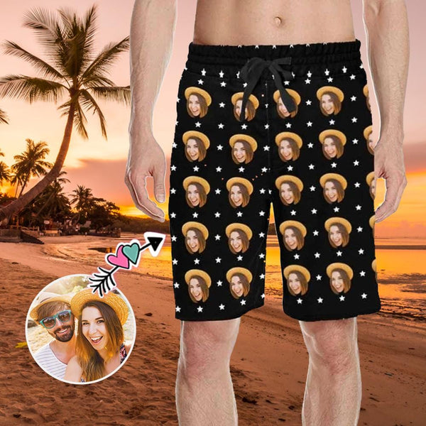 Custom Face Stars Men's All Over Print Casual Shorts