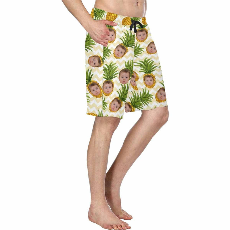 Custom Face In Pineapple Men's All Over Print Casual Shorts