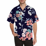 Hawaiian Shirt with Your Face Flower Branch Personalized Hawaiian Shirts Custom Tropical Aloha Shirt for Husband/Boyfriend