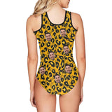 Custom Face Yellow Leopard Pattern Women's Tank Top Bathing Swimsuit