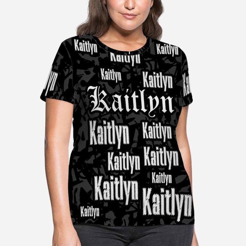 Custom Name Grey Dot Women's All Over Print T-shirt