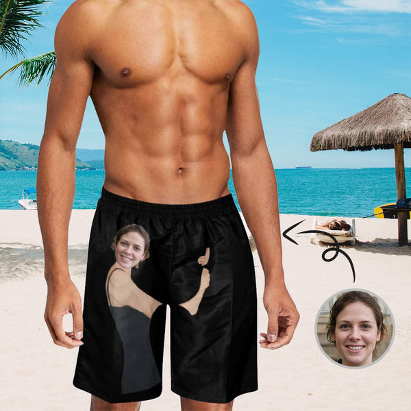 Custom Face Hug Men's Mid Length Swim Trunks Bathing Suit