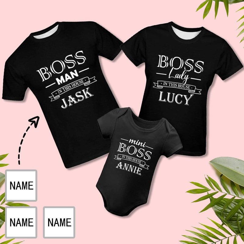 Design Name Boss Parent-child Family Matching All Over Print T-shirt Create Your Own Design Shirt for Gift