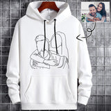 Custom Portrait Outline Shirt, Line Art Photo Shirt For Male, Custom Men's All Over Print Hoodie, Photo Outline Outfit For Couple