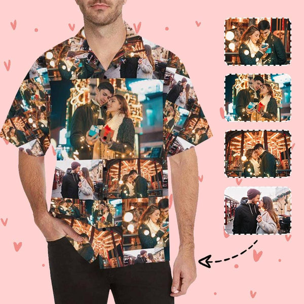 Custom Image Hawaiian Shirt with Photo Big Love Photo Custom All Over Print Hawaiian Shirt Gift for Husband or Boyfriend