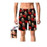 Custom Girlfriend Face Heart Personalized Photo Men's Elastic Beach Short