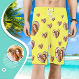 Custom Face Multiple Color Personalized Couple Photo Men's Beach Short-Drawstring Short