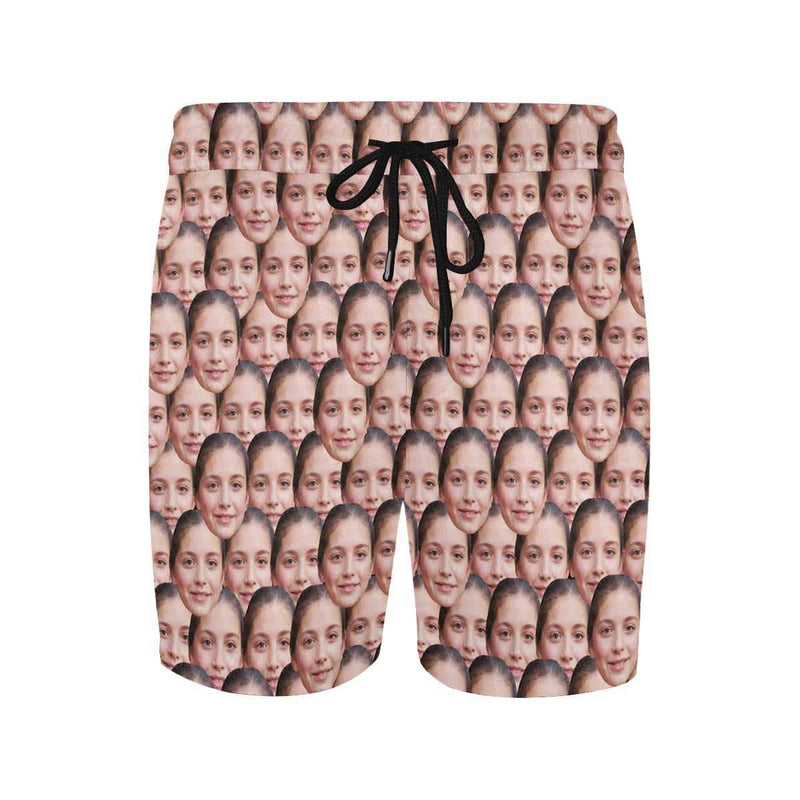 Custom Face Girlfriend Cute Men's Quick Dry Swim Shorts, Personalized Funny Swim Trunks