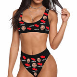 Custom Face Love Personalized Sport Top & High-Waisted Bikini Swimsuit Honeymoons For Her