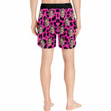 Custom Face Pink Leopard Men's Quick Dry Swim Shorts, Personalized Funny Swim Trunks