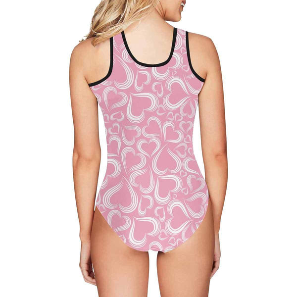 Custom Photo Pink Heart Women's Tank Top Bathing Swimsuit