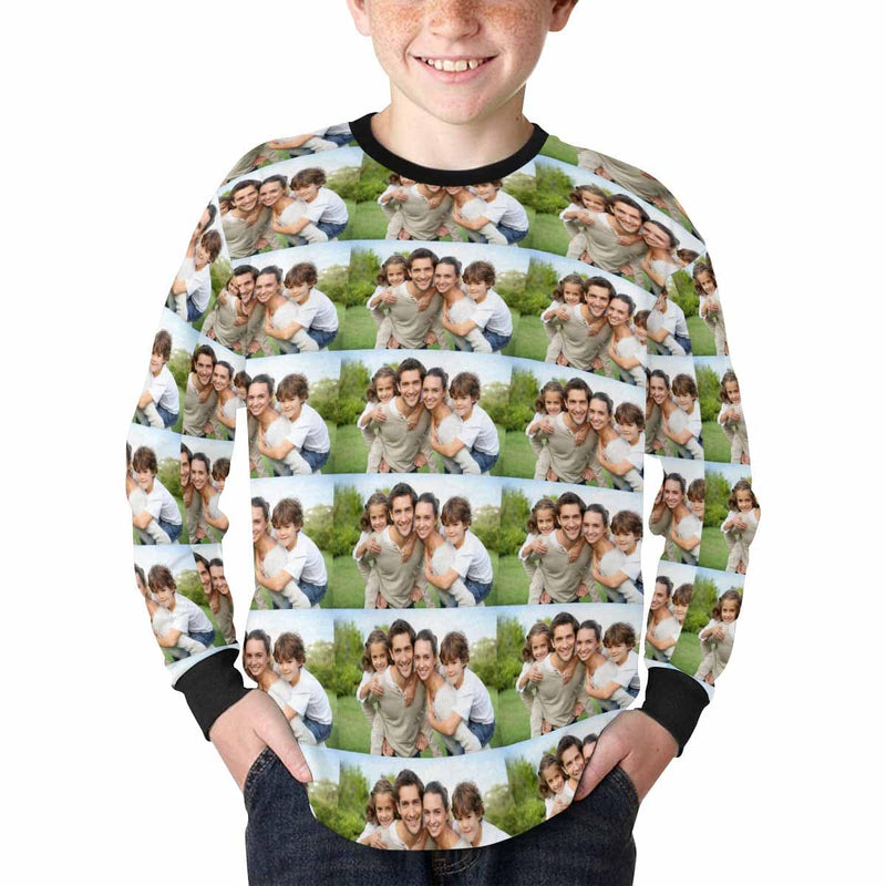 Custom Photo Love Family Kids' Rib Cuff Long Sleeve T-shirt