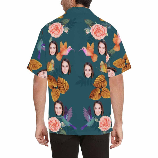 Hawaiian Shirt with Your Face Flower And Bird Create Your Own Hawaiian Shirt for Husband/Boyfriend