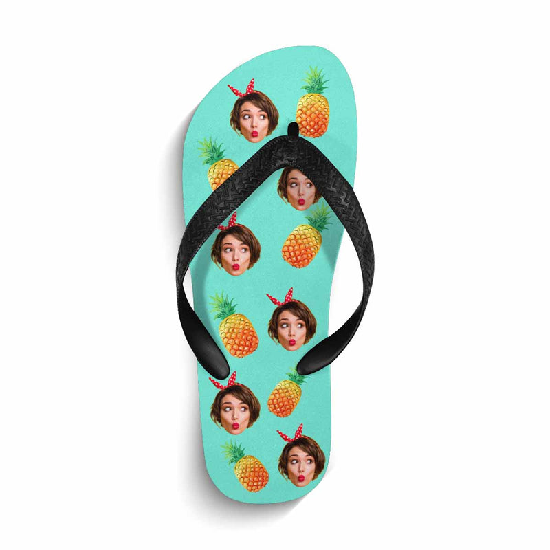 Custom Pineapple And Girfriend Face sandals Personalized Face Flip Flops