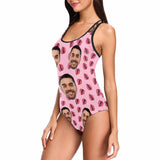 Custom Face Pink Lips Women's Tank Top Bathing Swimsuit