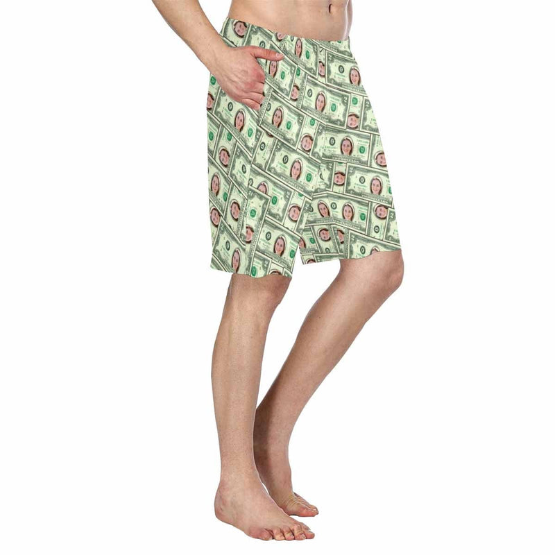 Custom Face Money Personalized Photo Men's Elastic Beach Short