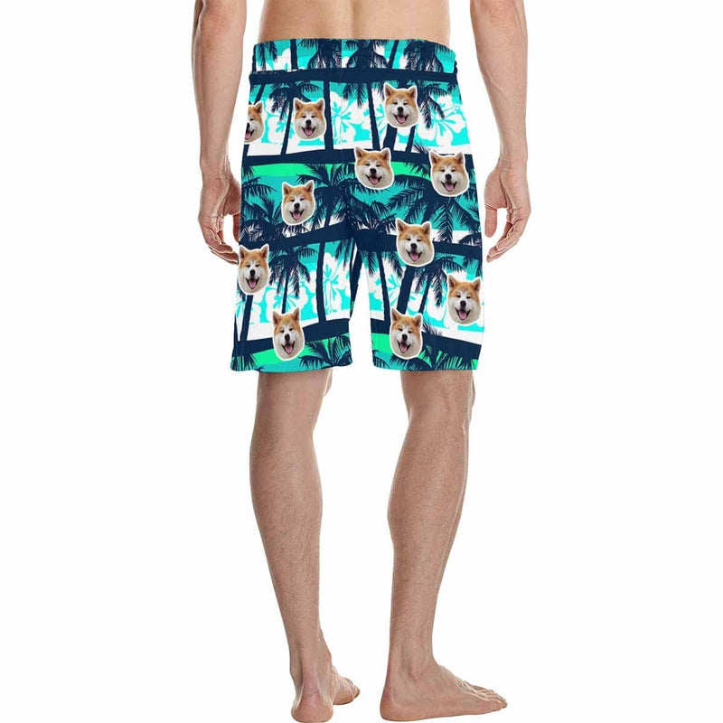 Custom Face Coconut Trees Men's All Over Print Casual Shorts