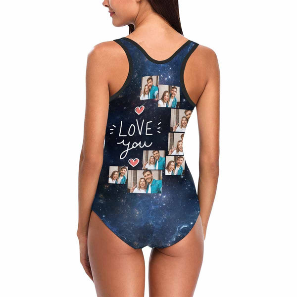 Custom Photo Love You Starry Sky Women's Tank Top Bathing Swimsuit