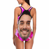 Custom Face Pink Camo Women's One Piece Swimsuit