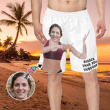 Custom Face Bigger Than You Personalized Photo Men's Elastic Beach Short