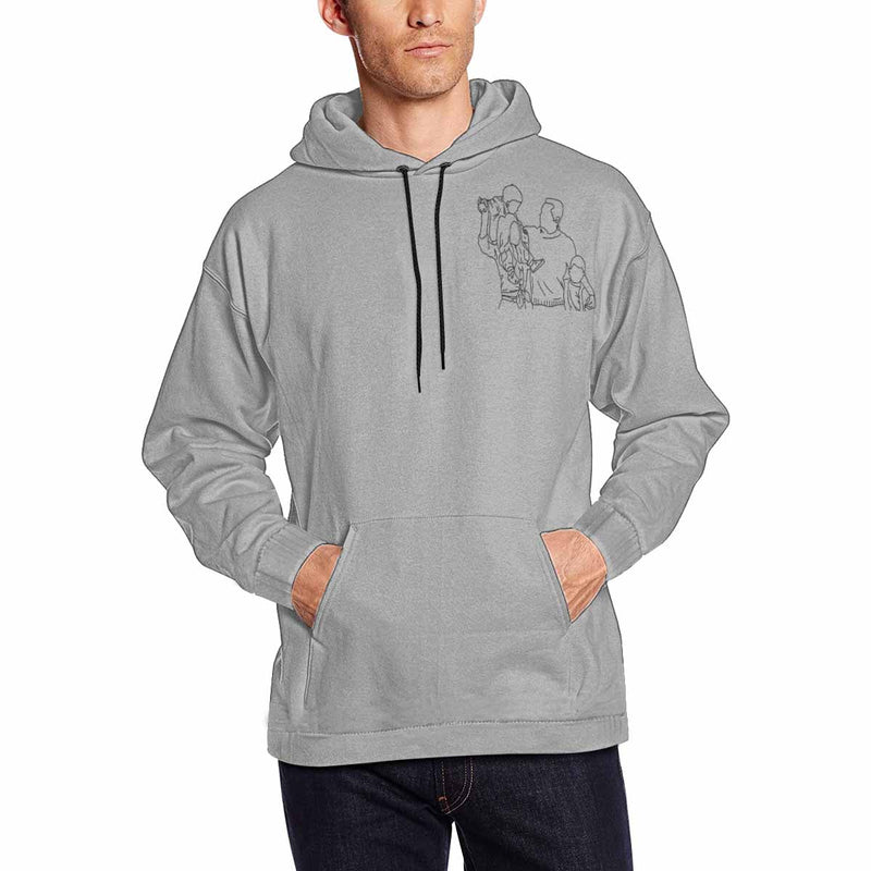 Custom Portrait Outline Shirt, Line Art Photo Shirt For Male, Custom Men's All Over Print Hoodie, Photo Outline Outfit For Family