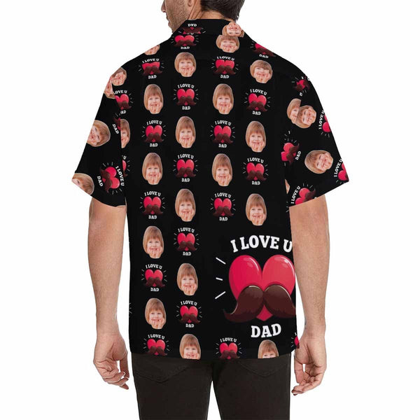 Custom Face I Love You Dad Men's All Over Print Hawaiian Shirt