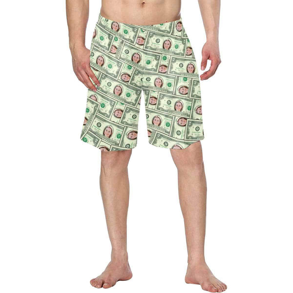 Custom Face Money Personalized Photo Men's Elastic Beach Short