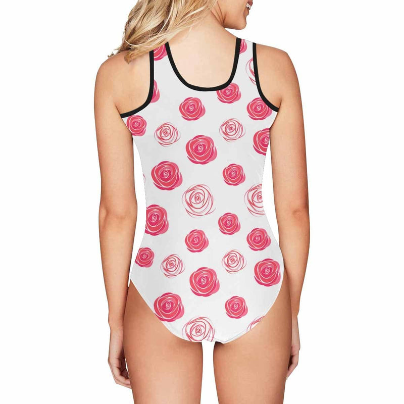 Custom Photo Pink Roses Women's Tank Top Bathing Swimsuit