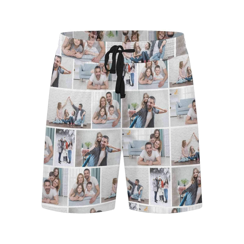 Custom Photo Happy Family Time Enjoy Men's Quick Dry Swim Shorts, Personalized Funny Swim Trunks