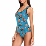 Custom Face Flower Flamingo Women's Tank Top Bathing Swimsuit