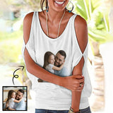 Custom Face Photo Women's T-Shirt Personalized Bilateral Off-The-Shoulder T-shirt