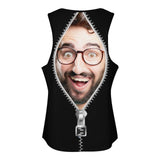 Custom Face In the Zipper Women Vest T-shirt Personalized Sports Vest T-shirt Gift