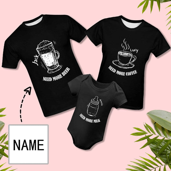 Personalized Name Hot Drink Parent-child Family Matching All Over Print T-shirt Made for You Custom T-shirt