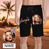 Custom Face&Name Simple Heart Personalized Photo Men's All Over Print Casual Shorts