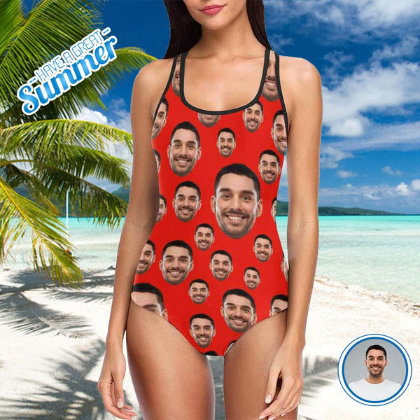 Custom Face Funny Selfie Women's Tank Top Bathing Swimsuit