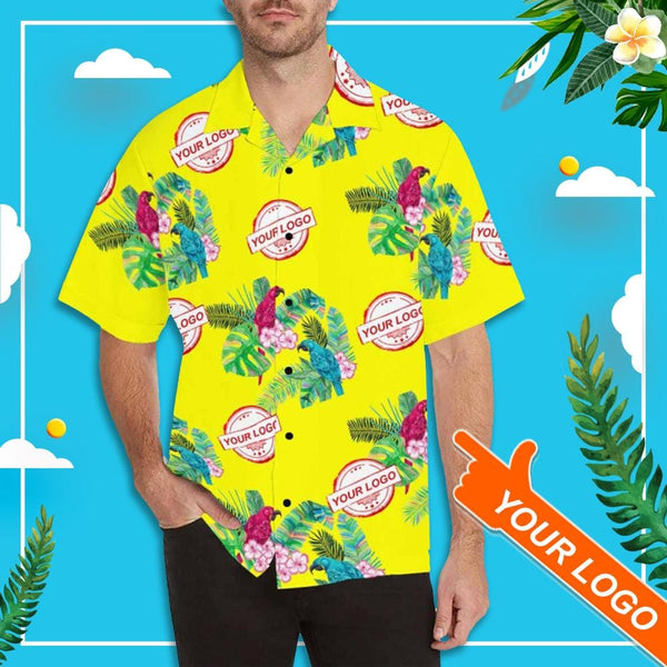 Custom Logo Hawaiian Shirts Yellow Sky Parrot Custom Aloha Shirts Tropical Printing Aloha Shirt