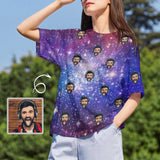 Custom Boyfriend Face Galaxy Starry Night Women's T-shirt