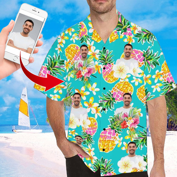 Custom Face Hawaiian Shirt Funny Photo Hawaiian Shirt for Husband Personalized Hawaiian Shirt Photo Tropical Aloha Shirt For Men