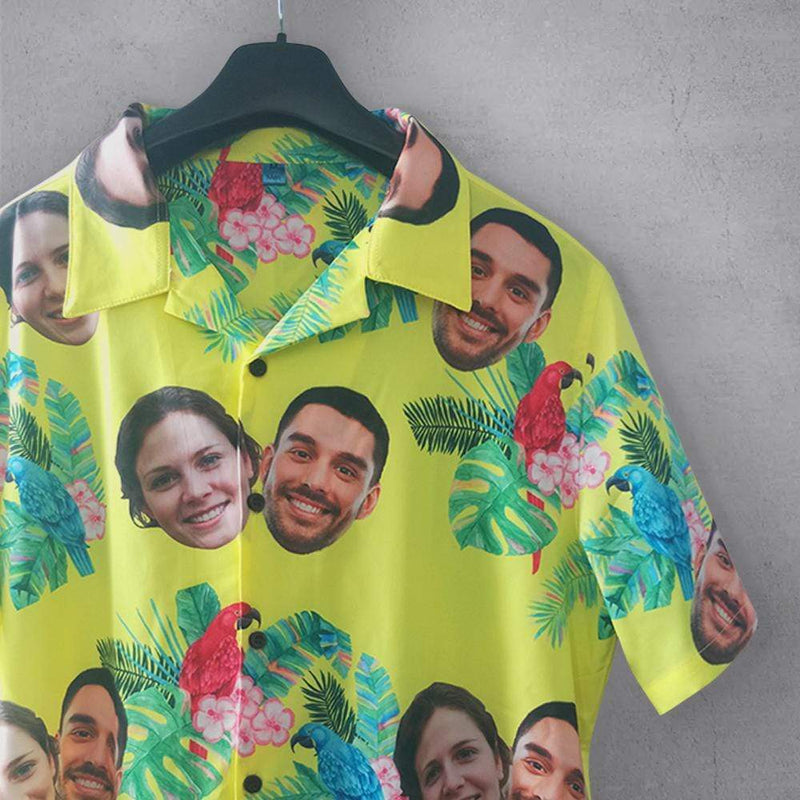 Custom Face Hawaiian Shirts Face Flower Birds Unisex & Teenage Design Your Own Funny Face Hawaiian Shirt