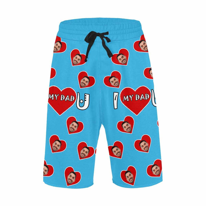 Custom Face Love My Dad Men's All Over Print Casual Shorts