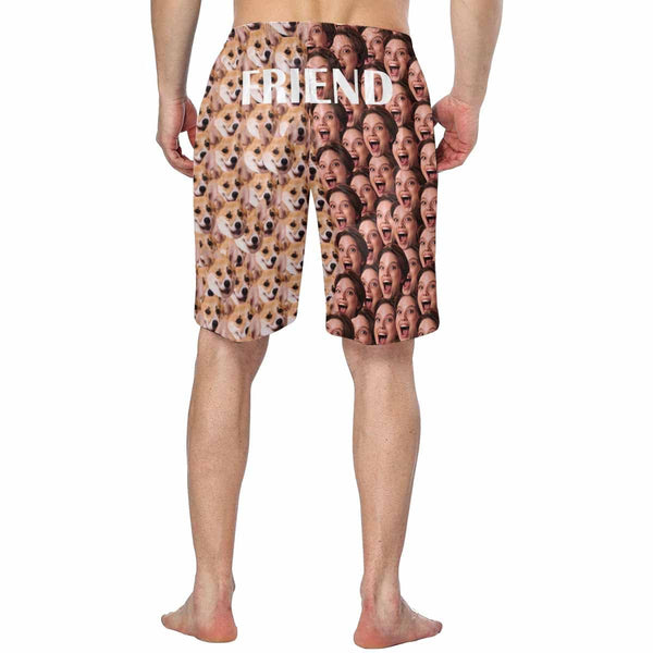 Custom Face Summer Holiday Personalized Photo Men's Elastic Beach Short