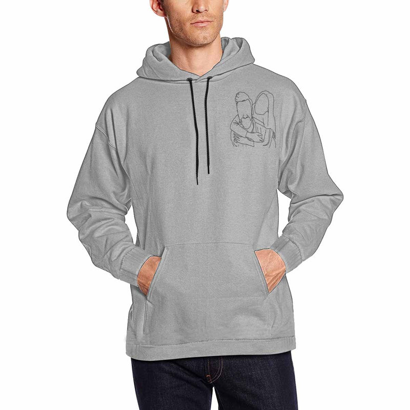 Custom Portrait Outline Shirt, Line Art Photo Shirt For Male, Custom Men's All Over Print Hoodie, Photo Outline Outfit For Couple