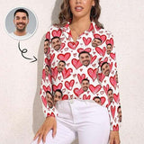 Custom Face Love Heart Vntage Casual Long Sleeve Hawaiian Shirts