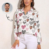 Custom Face Pure Love Vntage Casual Long Sleeve Hawaiian Shirts