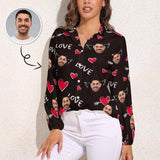 Custom Face Love You Vntage Casual Long Sleeve Hawaiian Shirts