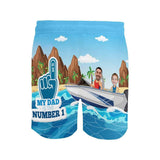 Custom Face My Dad Number One Men's Quick Dry Swim Shorts, Personalized Funny Swim Trunks